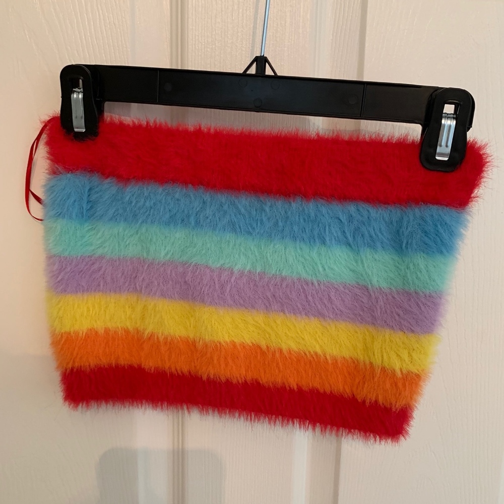 Rainbow Fuzzy Tube Top